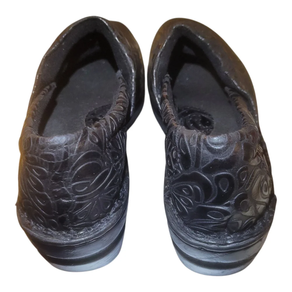 BOC‎ WOMENS CLOGS LEATHER SZ 8.5 M BC3630 BLACK WITH DESIGN - Picture 12 of 13